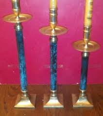 3 Brass & faux marble candle sticks 17"/15"/13" tall + 3-12 ...