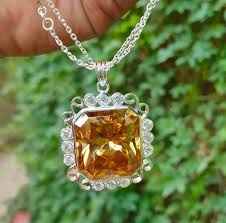 Fancy 12 Ct Champagne Treated Diamond Pendant Radiant Cut ...