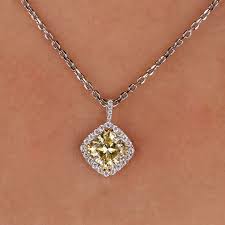 Canary Yellow Cushion Cut Pendant