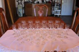 Fostoria Etched Depression Crystal Clear Goblet Glassware 39 Pieces Leaf Pattern | eBay