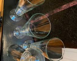 Vintage CHAMPAGNE FLUTES PEDESTAL Set 4 Tall Glass Clear Stemware Barware Drinks 8 3/4”h X 2 3/4”d - Etsy