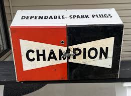 Vintage Champion Spark Plugs Service Station Metal Cabinet ...