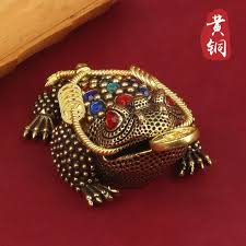 Solid Brass Office Desktop Car Accessories Golden Toad Statue Lucky Wealth Decor | eBay