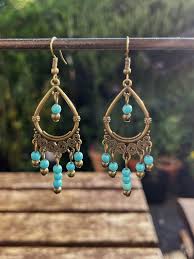 Ethnic Chandelier Earrings, Boho Long Drop Turquoise ...