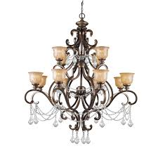 Crystorama Norwalk 12-Light Bronze Umber Standard Chandelier with Glass Shade 7512-BU-CL-I - The Home Depot