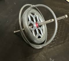 Vintage Gyroscope Metal Spinning Top - Red Center Antique ...