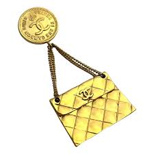 Chanel Gold Tone Handbag Pin