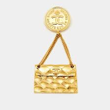 Chanel Hanging Flap Bag Motif Gold Tone Pin Brooch Chanel ...