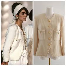 Chanel Vintage S/S 1990 Ecru Cream 24K Gold CC Scalloped ...