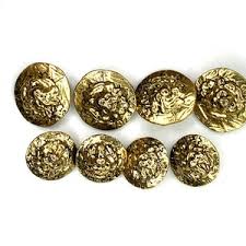 Vintage Metal Textured Buttons With Lions Head, Set of 4 ...