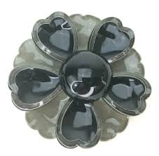 Vintage Black Gray Enamel Floral Pin Brooch Metal Costume Jewelry Unusual Unique | eBay