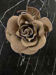 Handmade Beige Felted Wool Mix Flower & Leaves Brooch, Pin ...