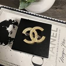 CHANEL | Jewelry | Chanel Vintage Cc Brooch With Crystals | Poshmark