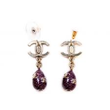 Cc earrings Chanel Purple in Metal - 22373750