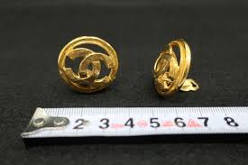 CHANEL CC Coco Logo Gold-Plated Earrings 04P | eBay