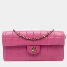 Chanel Pink Chocolate Bar Lambskin East West Flap Chanel ...