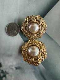 80s Mega Gold Ornate Button Earrings, Mega Gold Convertible Earrings, 80s Big Bold Earrings, 80s Big Jewelry, 80s Earrings, - Etsy