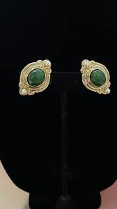 Elegant 14K Jade & Pearl French Clip Earrings - Etsy