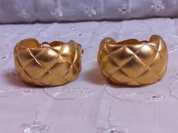 Erwin Pearl Vintage Signed Matte Goldtone Wide Hoop Clipped ...