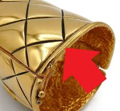 Chanel Vintage Gold Toned Quilted Logo Cuff Bracelet For ...