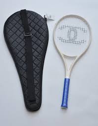 Chanel New Ivory and Blue Tennis Racket NEW at 1stDibs | chanel tennis racket for sale, designer tennis racket, chanel racket