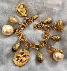 Vintage 1950 Coro Charm Bracelet Heraldic Eagle Roller Fob ...