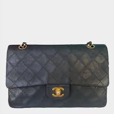 Chanel Classic Flap Vintage Black Leather with 24k Gold ...