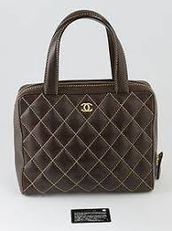 Chanel Brown Calf Leather Gm Wild Stitch Bowling Bag,