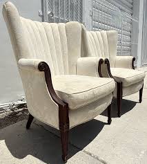 Large Pair of Shell Shaped Wingback Armchairs | Chairish
