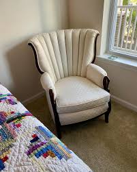 Before/after on a beautiful antique channel back chair