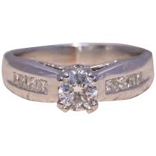 Natural Diamond Ring in White Gold. For Sale at Ruby Lane