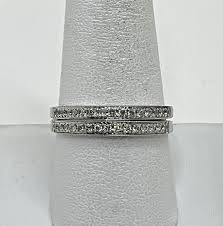 2) 14K White Gold .30tcw Diamond Matching Band Rings Size ...