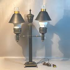 French Dual Arm Tole Lamp Chapman Bouillotte Hand Painted ...