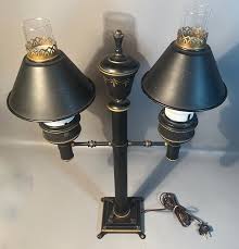 French Dual Arm Tole Lamp Chapman Bouillotte Hand Painted ...