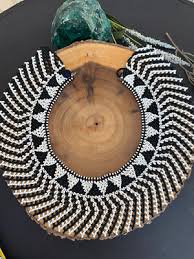 Vintage Southwestern Native Seed Bead Wedding Collar Necklace Black White 1 Blue | eBay Australia