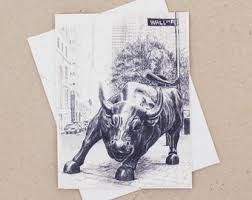 Wall Street Bull Sketch Greeting Card - Mr. Ellie Pooh Elephant Dung Paper - Etsy