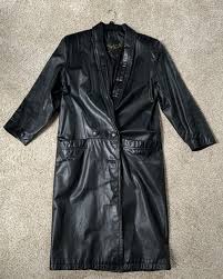 Vintage Charles Klein Leather Trench Coat Matrix Black ...