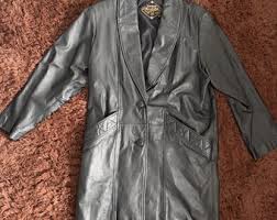 Vintage 1990s Charles Klein Black Leather Trench Coat 90s ...