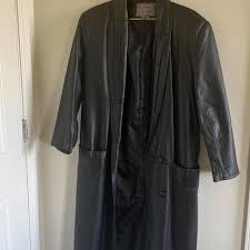 Vintage black genuine leather trench coat! Women's... | Depop