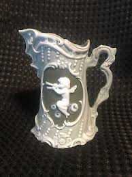 Schafer & Vater Green Sage & White Jasperware Cameo Cherub Pitcher Creamer Vase | eBay