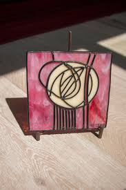 Vintage Pink Stained Glass Rose Sun Catcher. Charles Rennie Mackintosh, Antique - Etsy