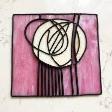 Vintage Pink Stained Glass Rose - by Charles Rennie Mackintosh, | Le Chalet by May | Franklin Park, IL