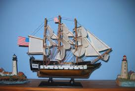 Wooden Ship Model USS CONSTITUTION 1797 W/16 Brass Cannons ...