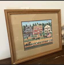Charles Wysocki Folk Art Young Patriots Landscape Wood Framed Print 20x22 | eBay