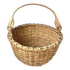 Antique Large Woven Oak Splint Swing Handle Field Basket | Chairish