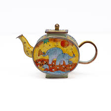 Vintage Charlotte Di Vita Enamel Copper Mini Teapot “new ...