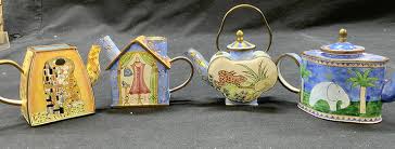 Lot Of Six, Miniature Vivian Chan Teapots. Measur