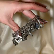 Sterling Silver Weaved Chain Charm Bracelet, Silver Bracelet Open Box Closure Charm Collection, Chunky Chain Disney and Travel Silver Charms - Etsy