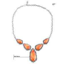 Sterling Silver Orange Spiny Pear Statement Necklace ...