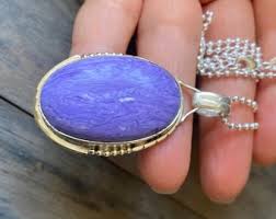 Violet Charoite Necklace in Sterling Silver, Purple Blue ...